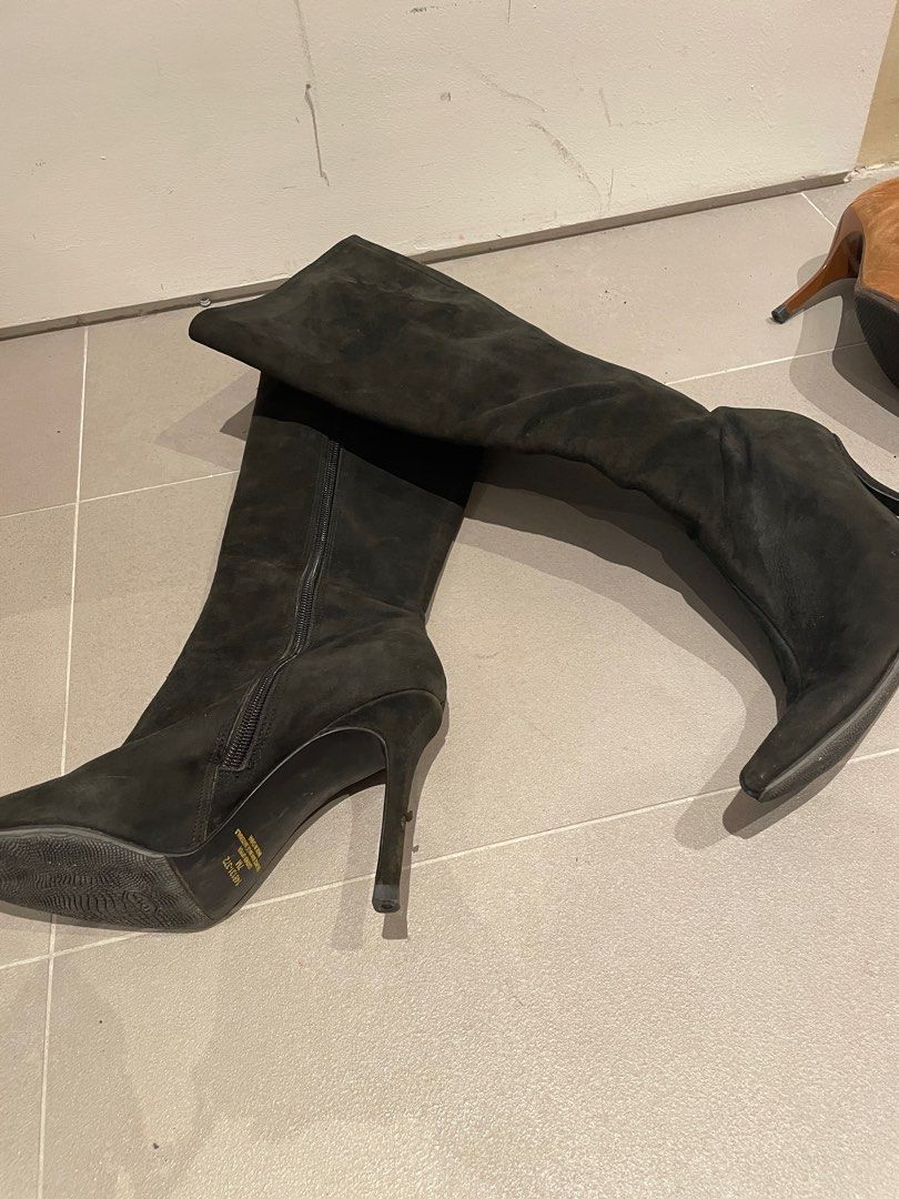 Black leather suede boots size 7 Women s Fashion Footwear Boots