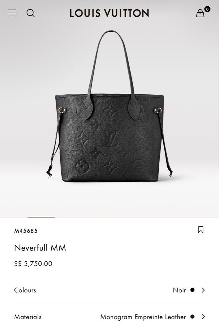 Louis Vuitton, Bags, New Louis Vuitton M45685 Neverfull Empreinte Black W  Luggage Tag