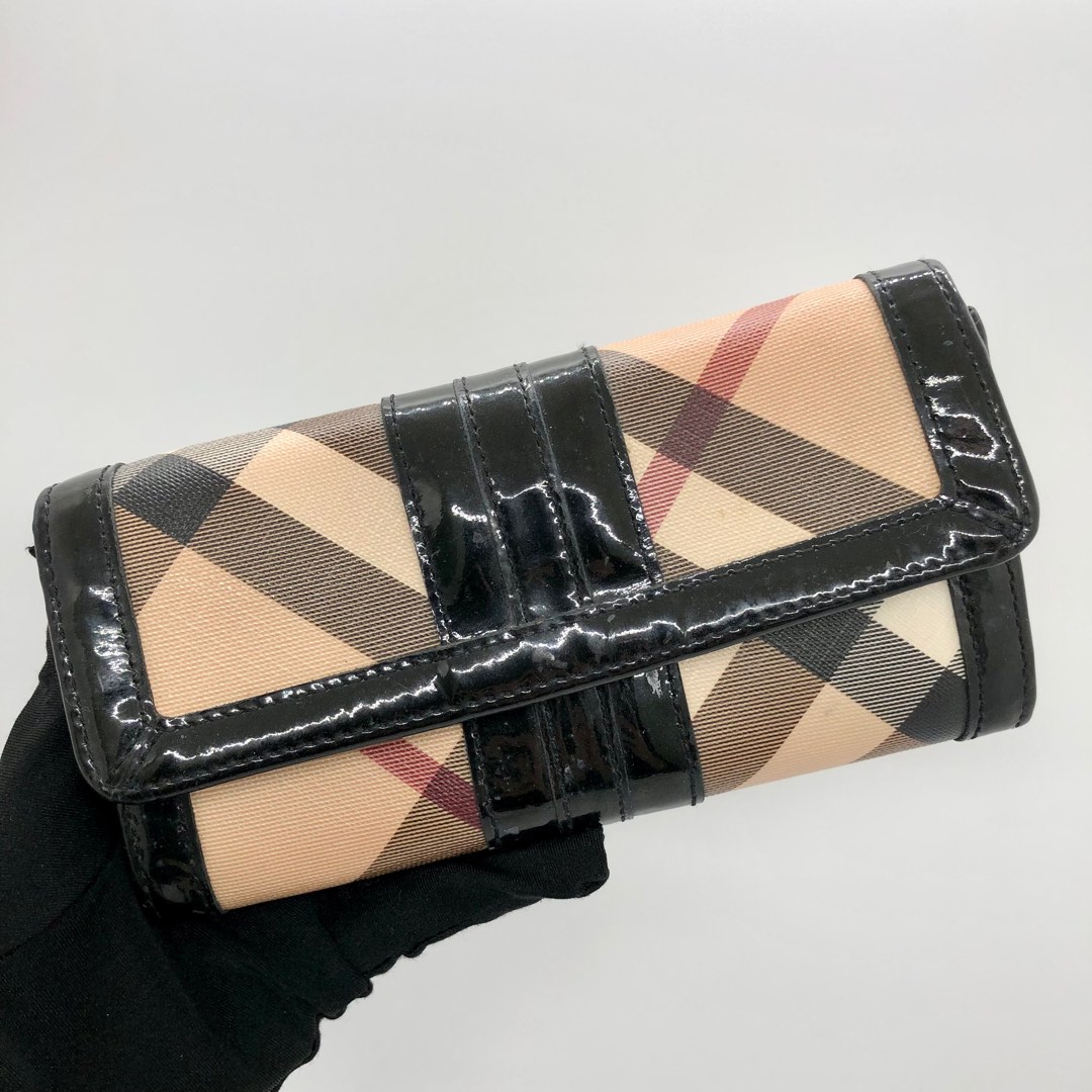 Burberry Black/Beige PVC and Patent Leather Penrose Compact Wallet