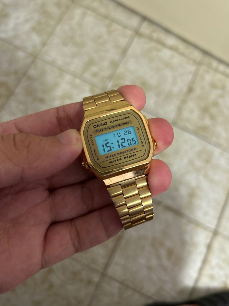 Casio A168 Gold Vintage Digital Watch Men s Fashion Watches