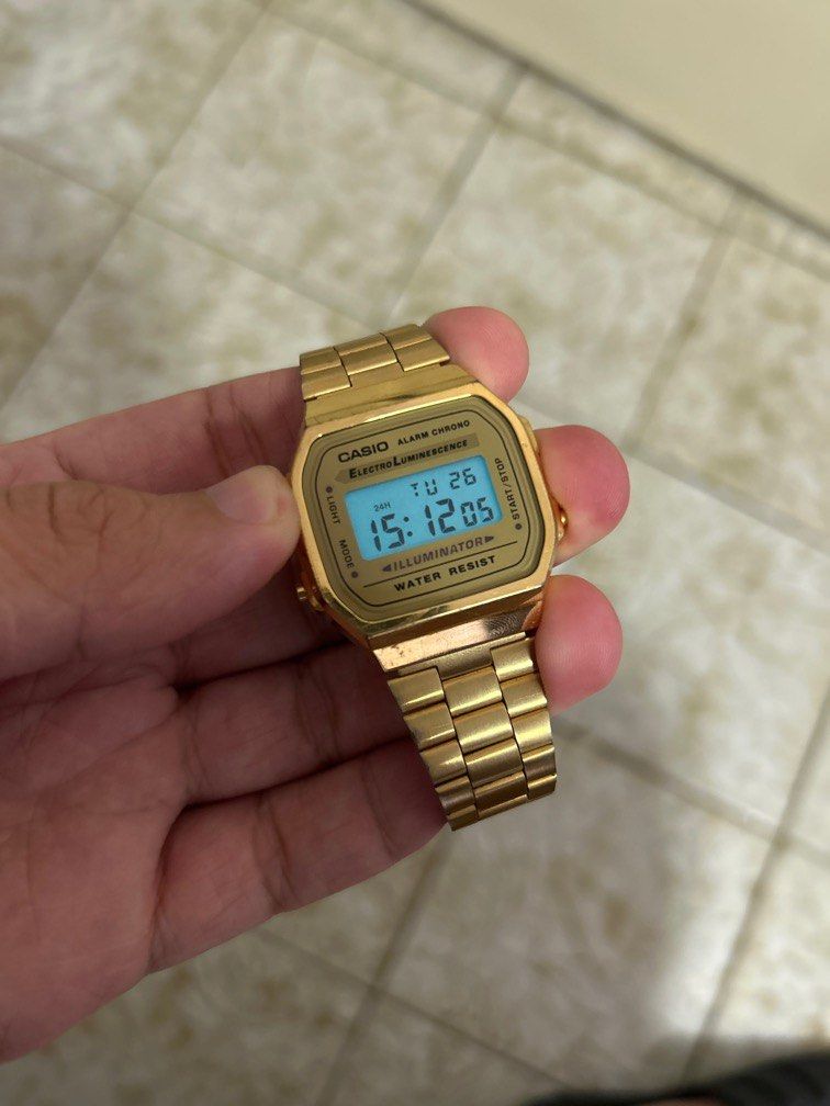 Accessories,　Digital　Gold　Watches　on　Men's　Vintage　Watches　A168　Casio　Fashion,　Watch,　Carousell