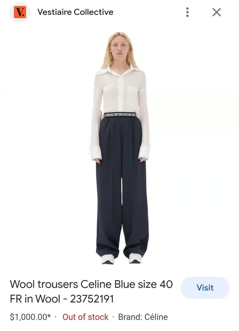 CELINE TROUSERS, Women's Fashion, Bottoms, Other Bottoms on Carousell