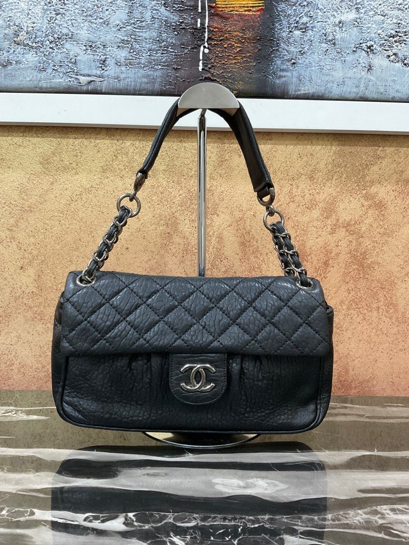 Chanel Classic Flap Braid Quilted Small Black Distressed Lambskin Shoulder  Bag