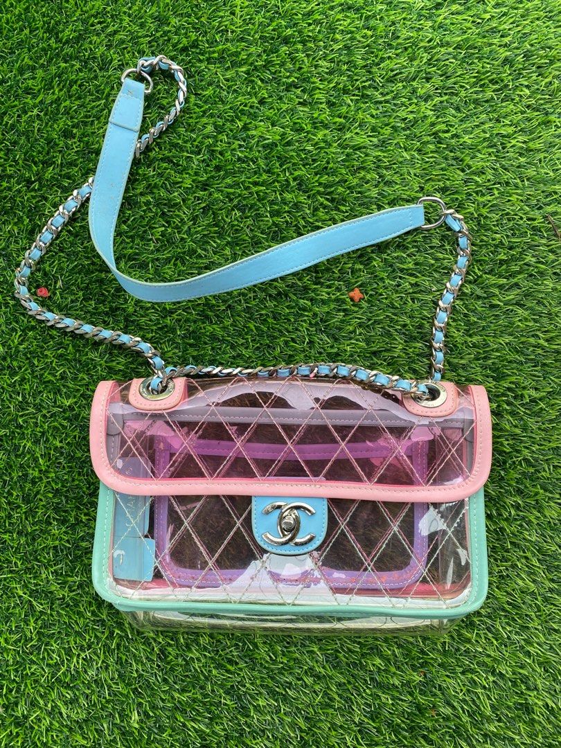 Chanel PVC Coco Splash Mini Flap Bag Pink Blue Green