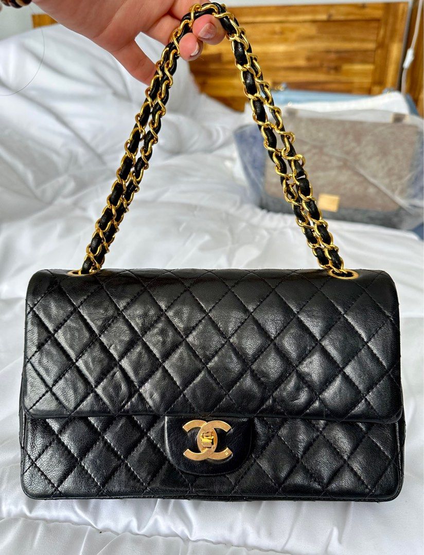 CHEAPEST GENUINE Chanel vintage medium classic flap 24k gold plated,  Luxury, Bags & Wallets on Carousell
