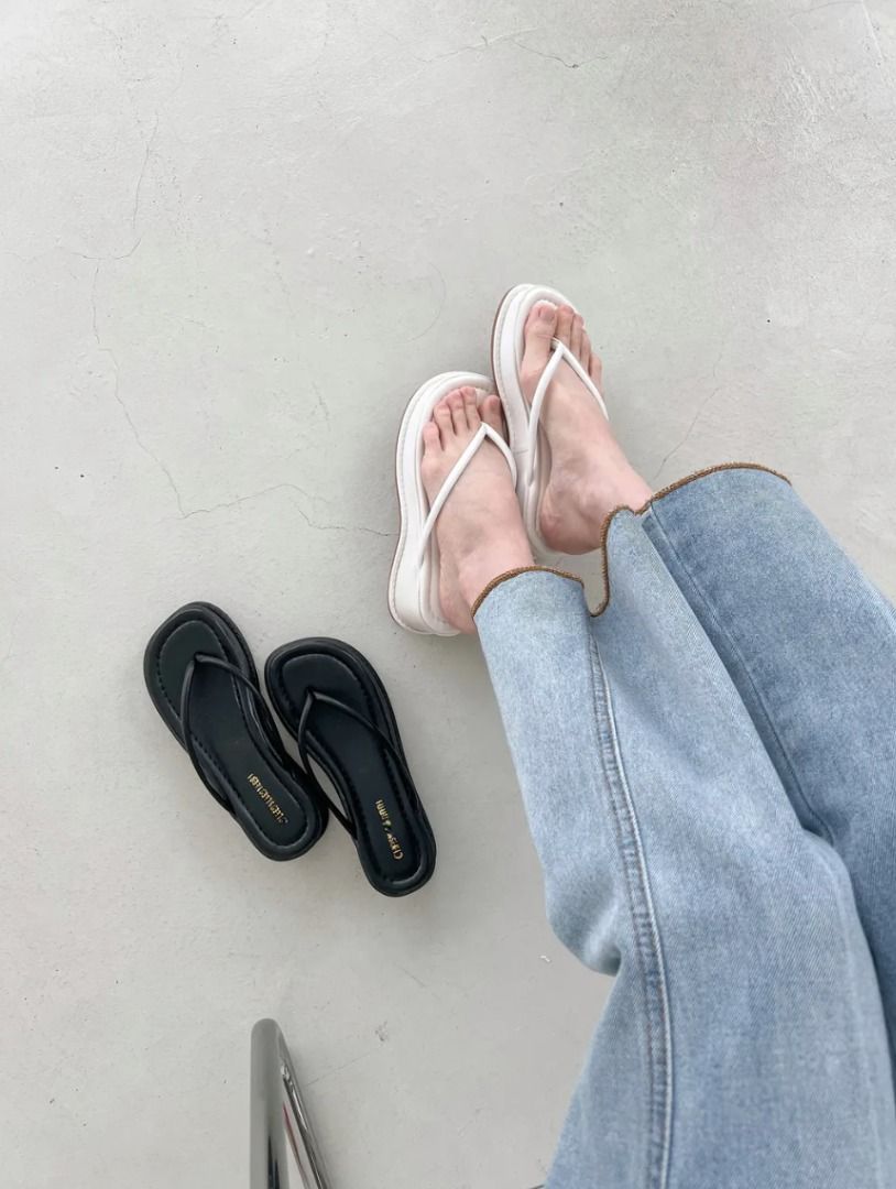 White Chunky Slides On Women s Fashion Footwear Sandals on
