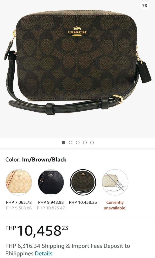 Coach Mini Camera Bag in Signature Canvas (Category: Cross-body Bags) located in Manila. Submitted by angelfaith18639 (Listing ID 1245054738, Image 2). Description: Selling my PRELOVED bags! Only 3700.00!! Original Price in Amazon: 10,458.00 All are in very good condition. Authentic. 100% Original. NOT Class A! Inclusions: Gift Receipt Care Card Tag PM me for inquiries :).