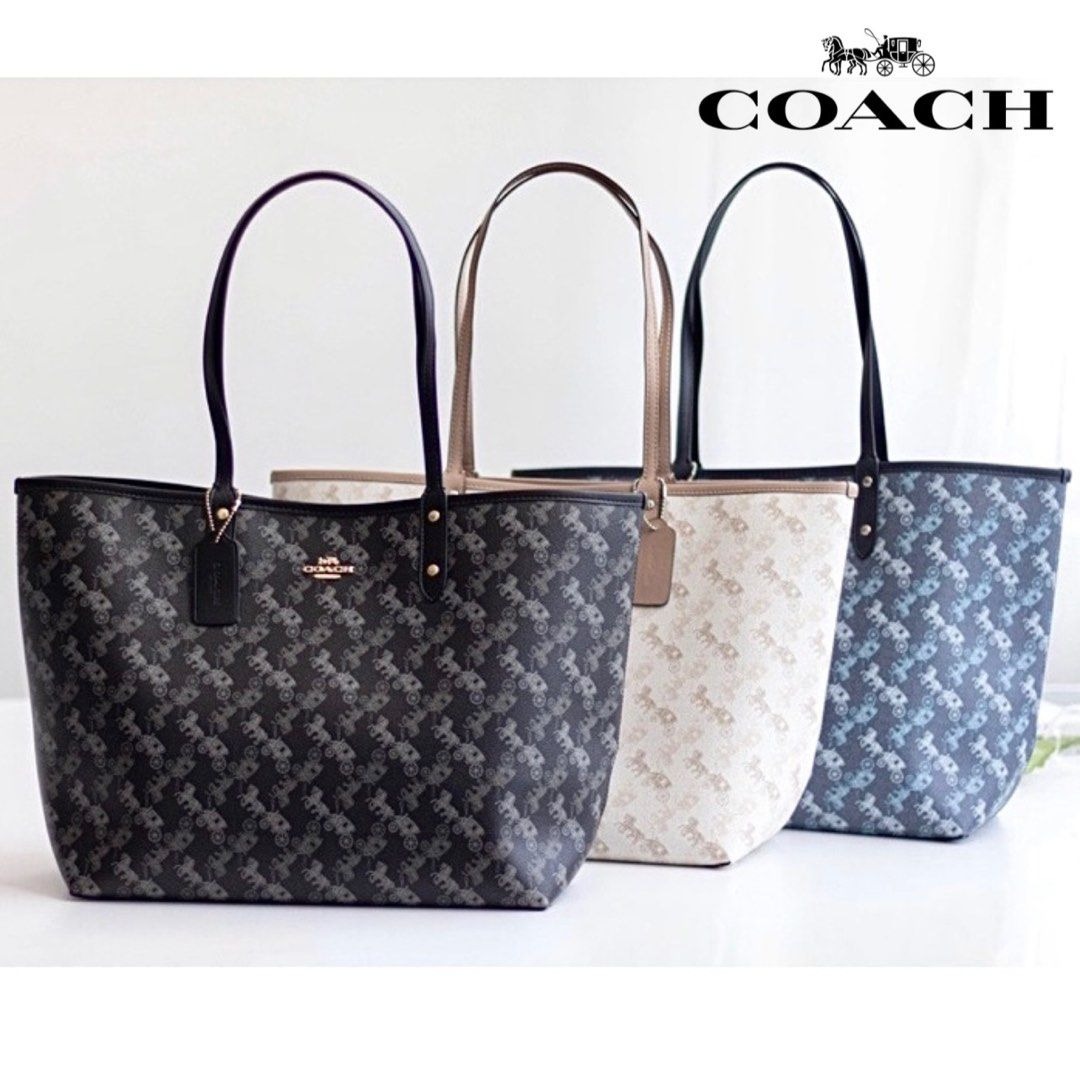 Coach reversible city tote with horse and carriage print sales