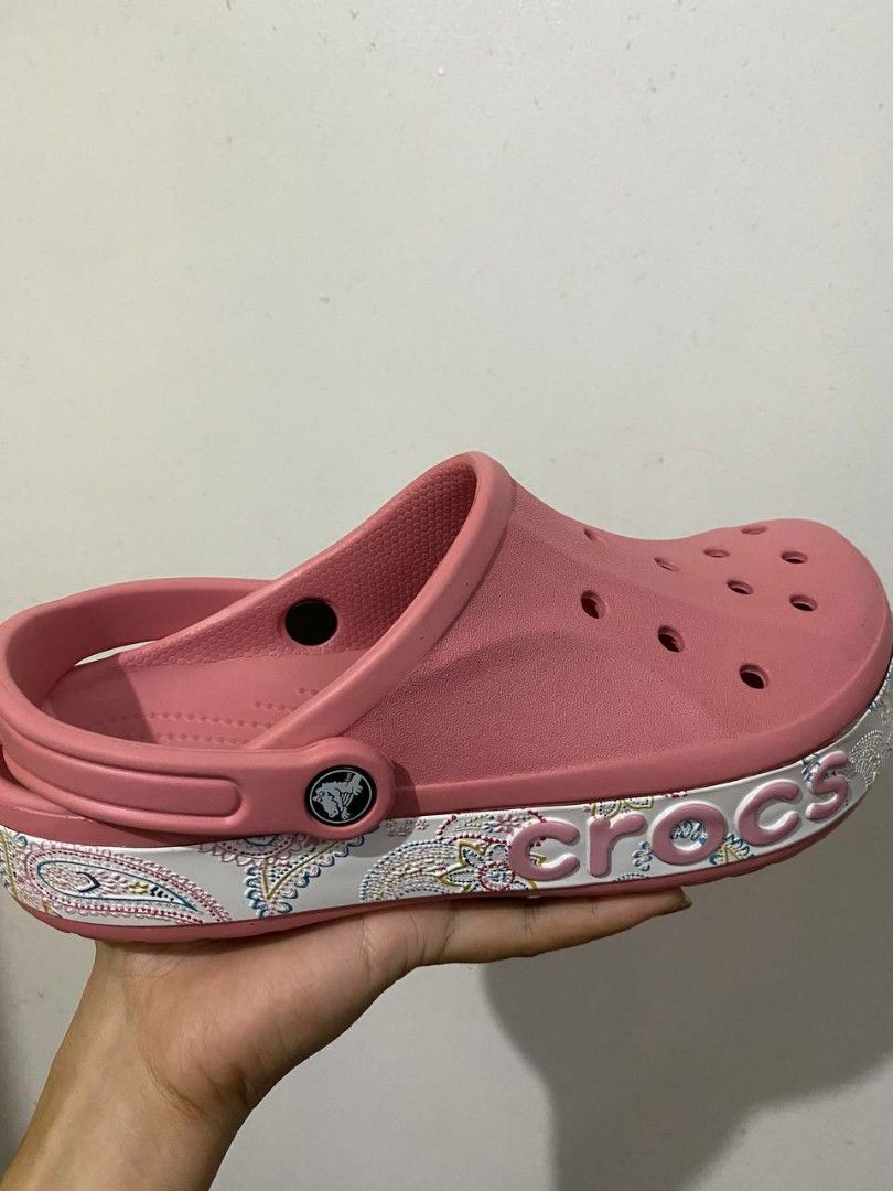 CROCS Candy Pink Bayaband, Women's Fashion, Footwear, Slippers and ...