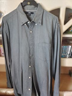 Dark Grey Uniqlo Long Sleeved Shirt