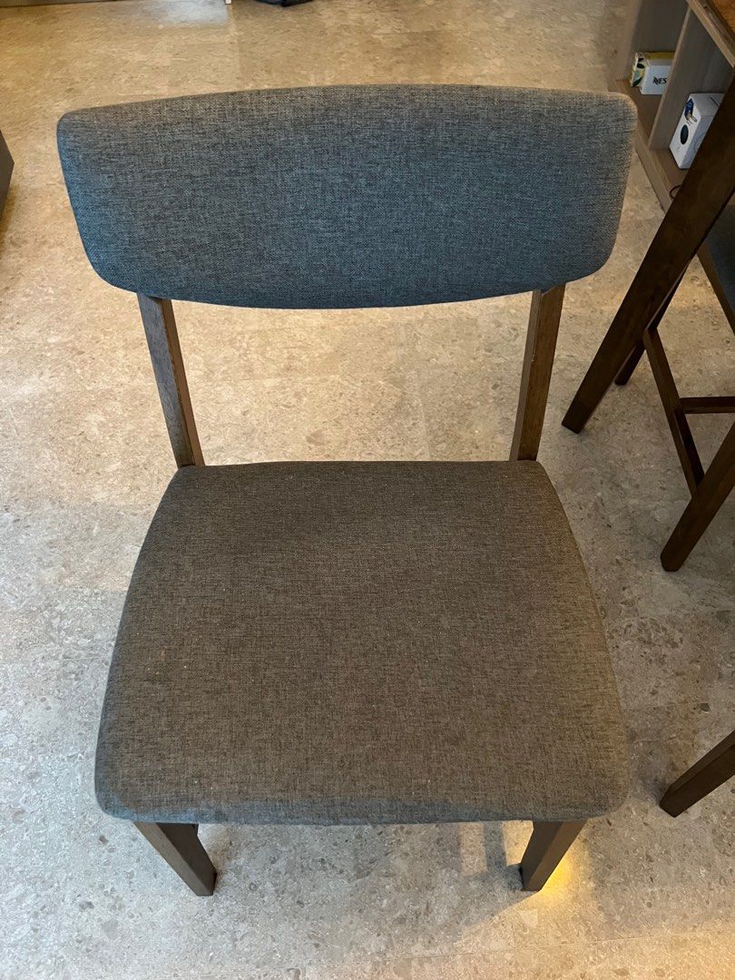 Dining Set (Category: Tables & Sets) located in Singapore. Submitted by keeeeeechan (Listing ID 1245044309, Image 3). Description: Dining table and chairs set 4 pcs chairs Some stains on the seat of the yellow chairs (can easily be removed by brushing with soap and water) Minor scuffs on one side of the table Dining table dimensions: - Height 76.5cm - Depth 80cm - Width 120cm Chairs dimensions: Height: 84.5cm Wdith: 48cm Depth: 52.5cm Buyer to ar