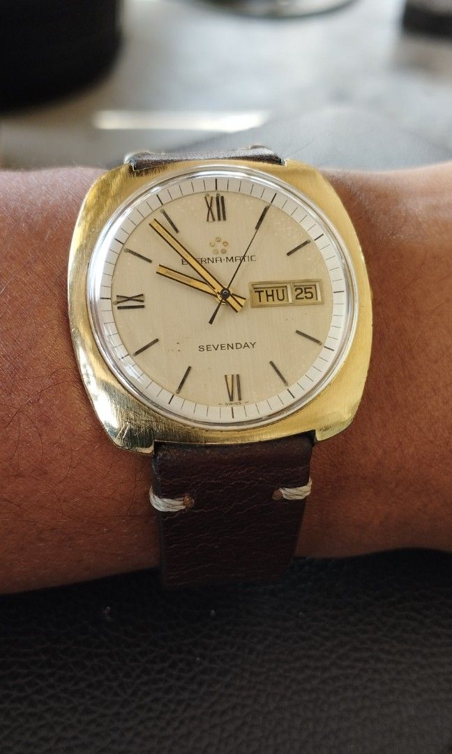 Eterna (Category: Watches) located in Kuantan. Submitted by ajirock68 (Listing ID 1245052600, Image 3). Description: Vintage collectible Eterna Matic Sevenday. Automatic.