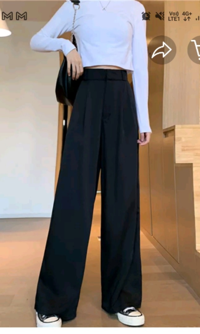 Flowy black pants, Women's Fashion, Bottoms, Other Bottoms on Carousell