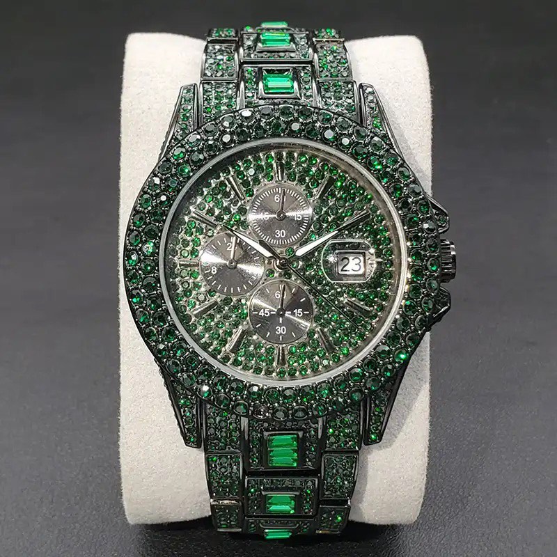 Green clearance diamond watch