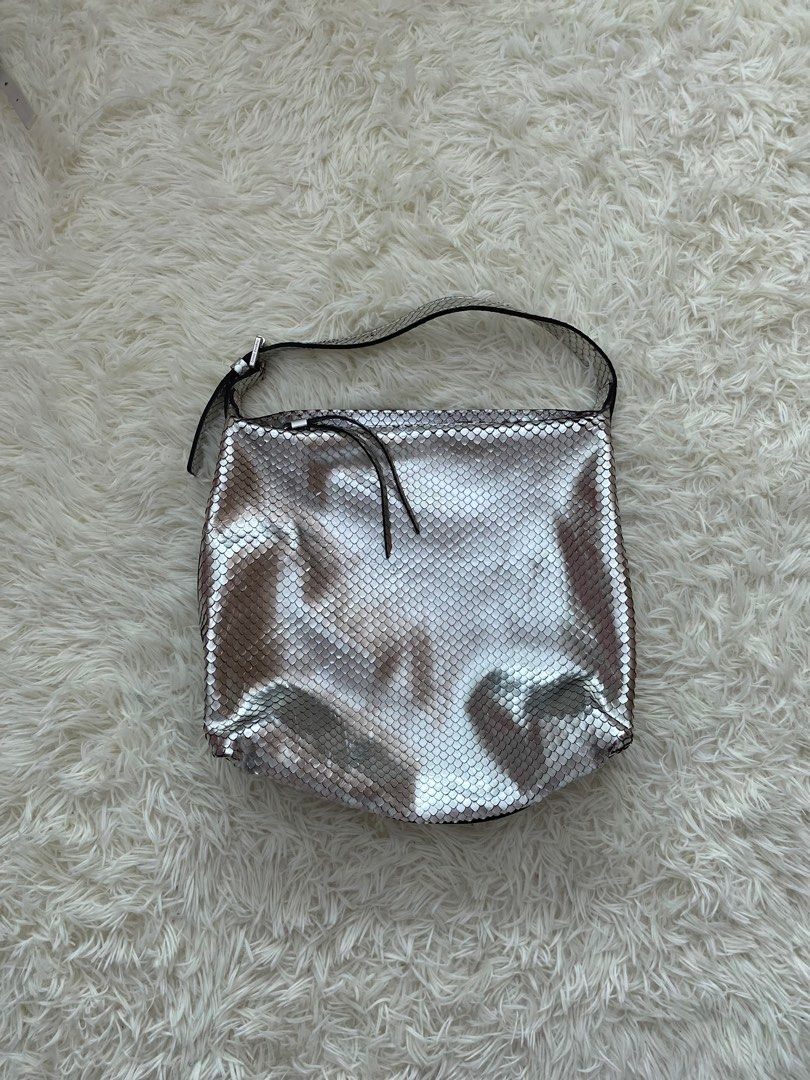 gianni chiarini silver scaled leather hobo bag Women s Fashion