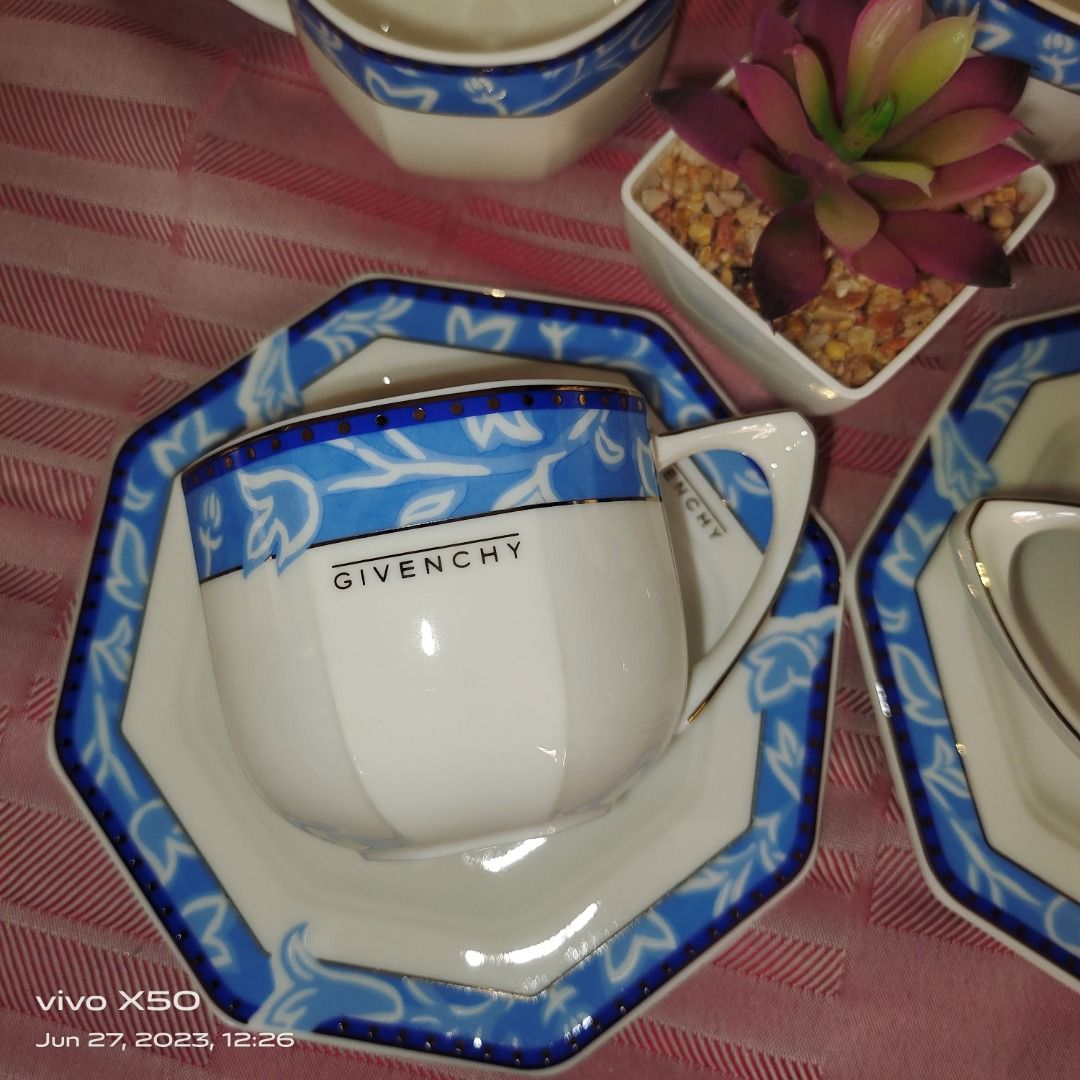 Octagon Tea or Coffee Givenchy Cups and Saucer, Furniture & Home Living ...