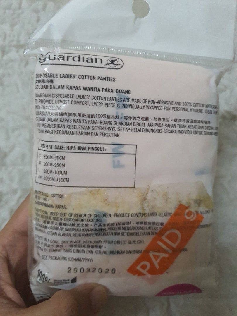 Guardian Disposable Ladies' Cotton Pantues, Women's Fashion, New  Undergarments & Loungewear on Carousell