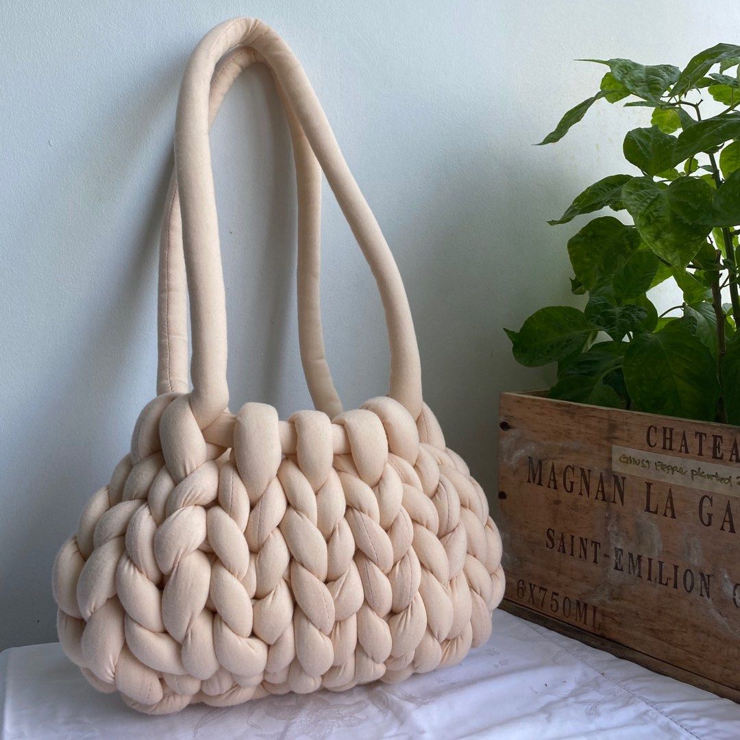 Handmade Chunky Yarn Crochet Knitted Bag