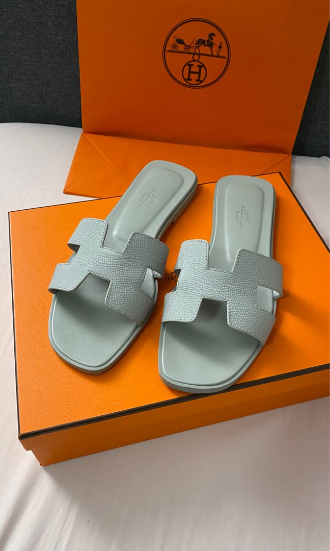 Hermes Oran sandals epsome bleu glacier