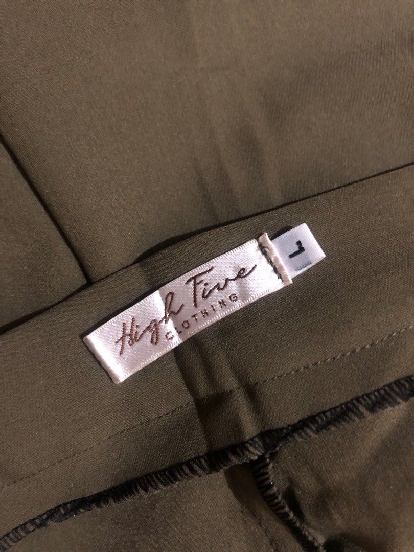 High Five Denims Trouser in Olive Green (Category: Jeans) located in Quezon City. Submitted by ilablue (Listing ID 1245157258, Image 3). Description: High Five Denims Bought for 680 php Brand new High waist Waist: 28-29 inches Length: 41 inches RFS: too small on me.