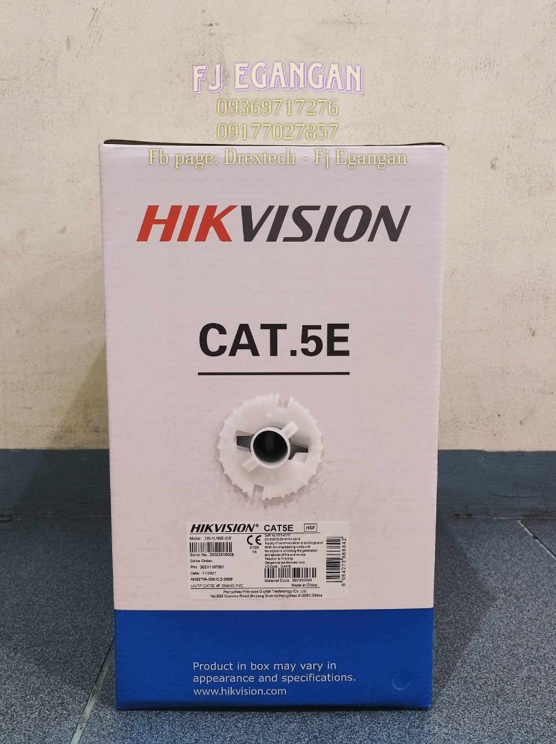 HIKVISION Cat5e UTP Cable Pure Copper 305M White Grey, Computers