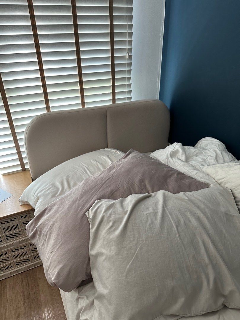 HipVan Nolan bed frame (single, oatmeal) + Noa Lite Mattress(Single), Furniture & Home Living