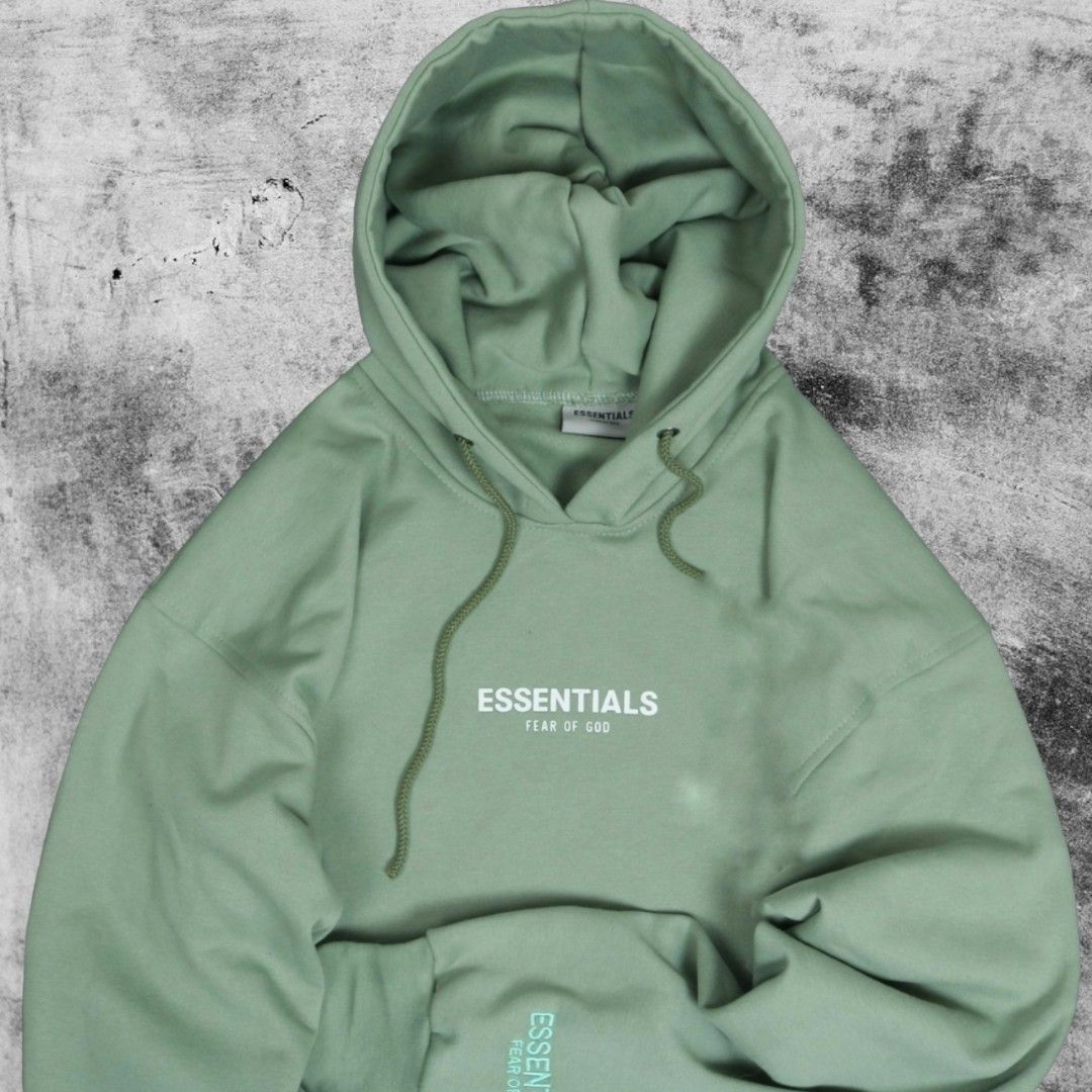 essentials fog fear of god essentials hoodie sage