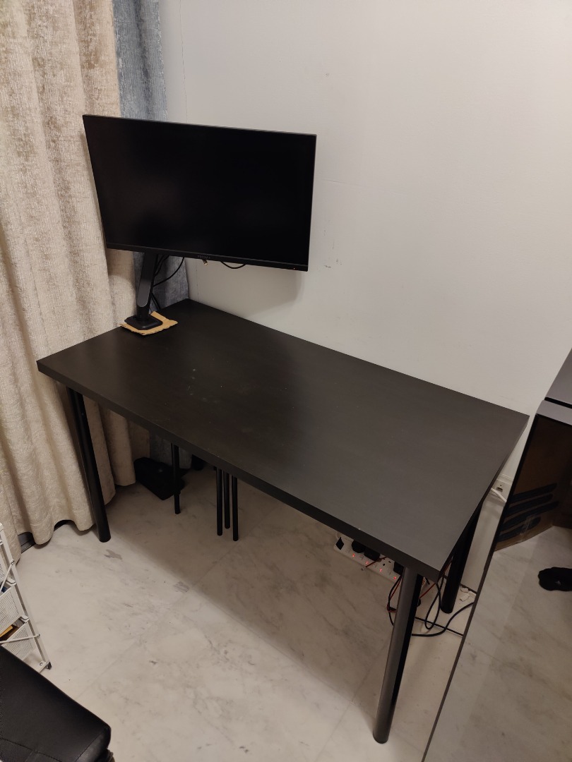 IKEA black table/desk and cable management (pickup near Novena/Newton MRT), Furniture & Home