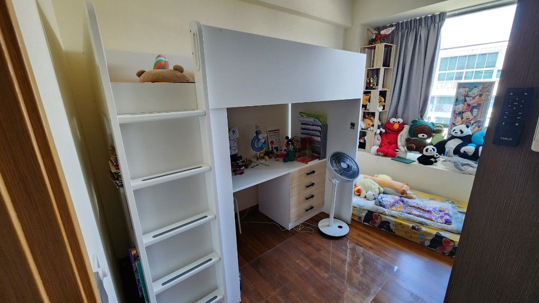 Ikea loft bed with study desk, Furniture & Home Living, Furniture, Bed
