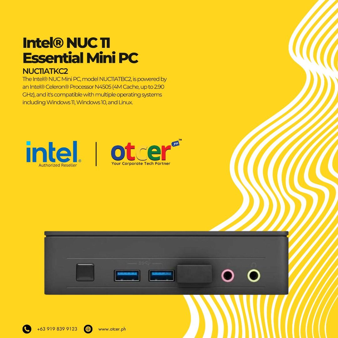 Intel® NUC 11 Essential Mini PC - NUC11ATKC2 (Category: Desktops) located in Pasig City. Submitted by otcer.philippines (Listing ID 1245070510, Image 1). Description: Simplify your tech life with the Intel® NUC 11 Essential Mini PC - NUC11ATKC2. Compact, efficient, and built for performance at Php 12,490.00. Find it at www.otcer.ph or call +63 919 839 9123. #EssentialTech #OtcerPH #IntelNUC.