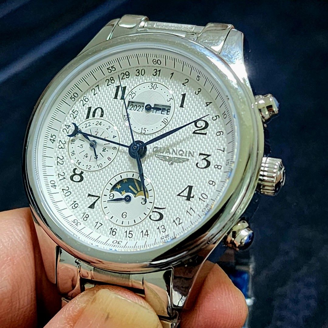 Jam tangan GUANQIN Automatic Calendar Moonphase ORIGINAL Fesyen