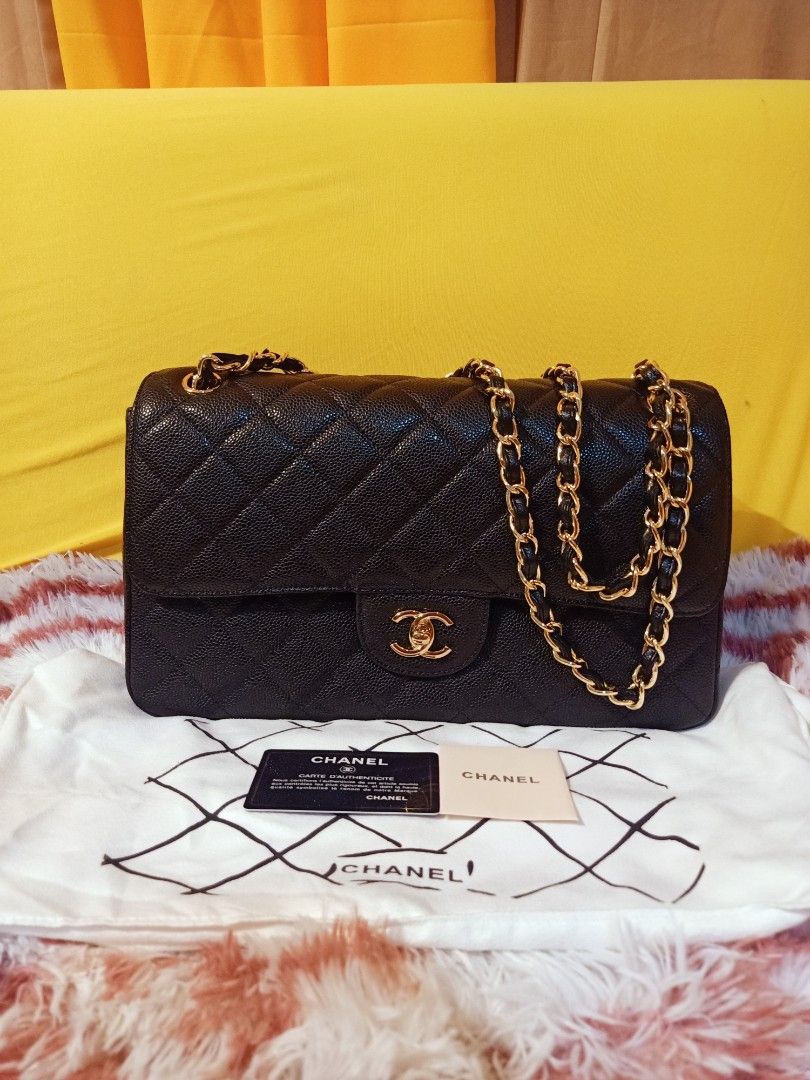 Japan Preloved Chanel Double Flap (Category: Luxury Bags & Wallets) located in Cebu City. Submitted by day.98 (Listing ID 1245184439, Image 1). Description: selected from japan surplus genuine leather caviar leather with holo sticker & dust bag 35 cm no flaws.