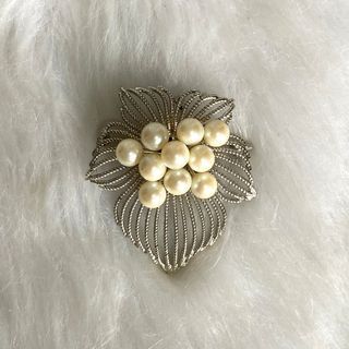 Japan Sterling Marked Silver Pearl Flower Brooch