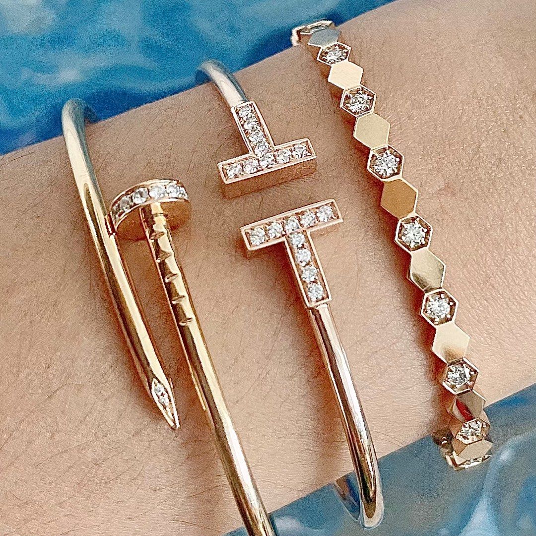 Nail Love and T Bracelet in 18k Gold Women s Fashion Jewelry