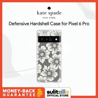 Kate Spade New York Defensive Hardshell Case for Google Pixel 6 Pro - Hollyhock Floral Clear