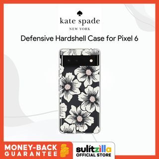 Kate Spade New York Defensive Hardshell Case for Google Pixel 6 - Hollyhock Floral Clear