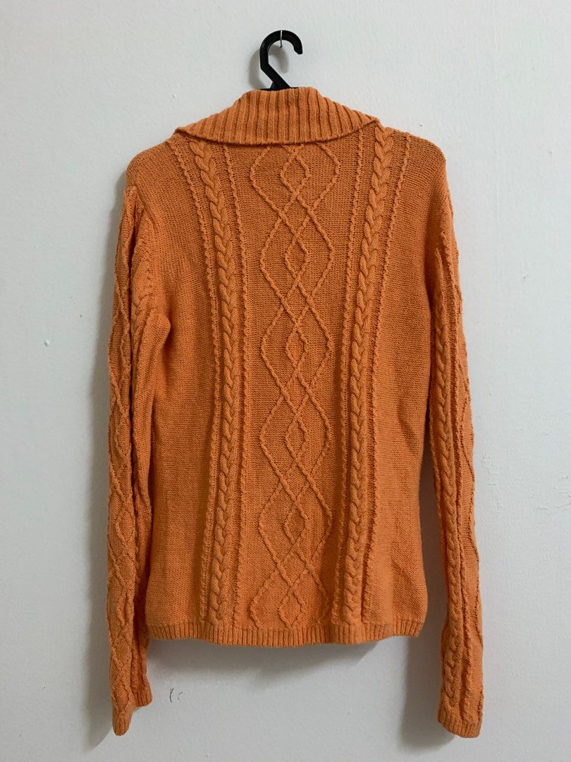 Knitted Orange Top, Women's Fashion, Tops, Longsleeves on Carousell