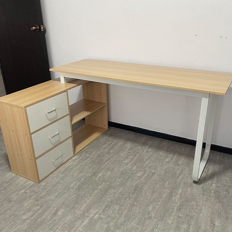 L Shape Study Table 120/140CM Computer Table Office Desk Wood Table ...