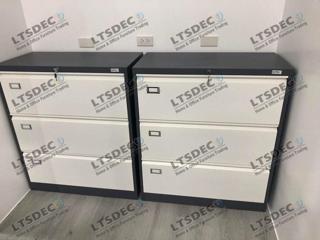 LATERAL FILING CABINET RECESSED HANDLE 3-DRAWERS OFFICE PARTITION ...