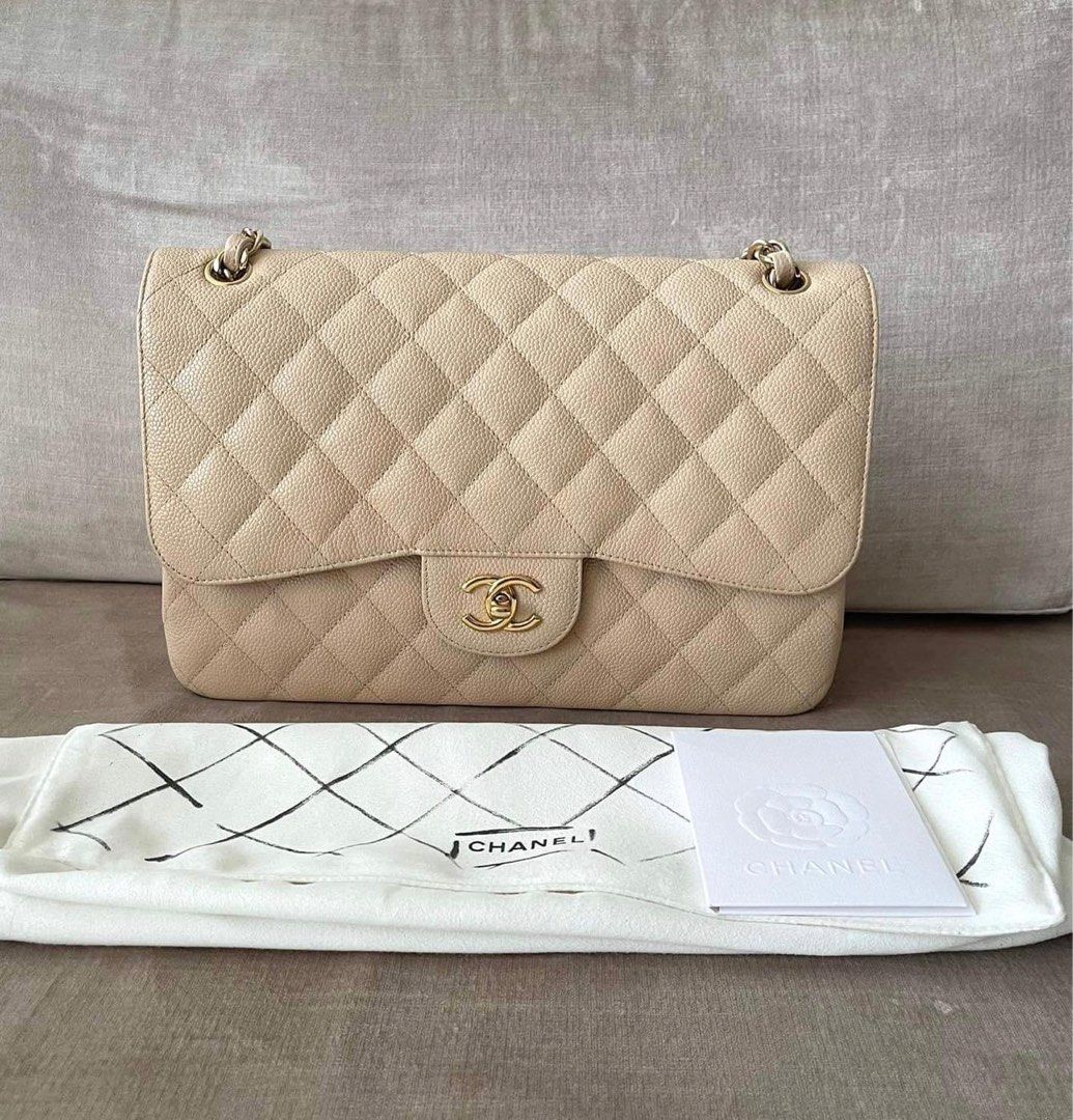 Chanel Caviar Beige Ivory Square Flap 24k Gold, Luxury, Bags & Wallets on  Carousell