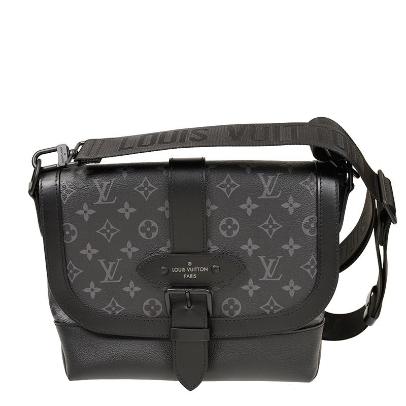 Authentic LOUIS VUITTON Monogram Eclipse Saumur Messenger M45911