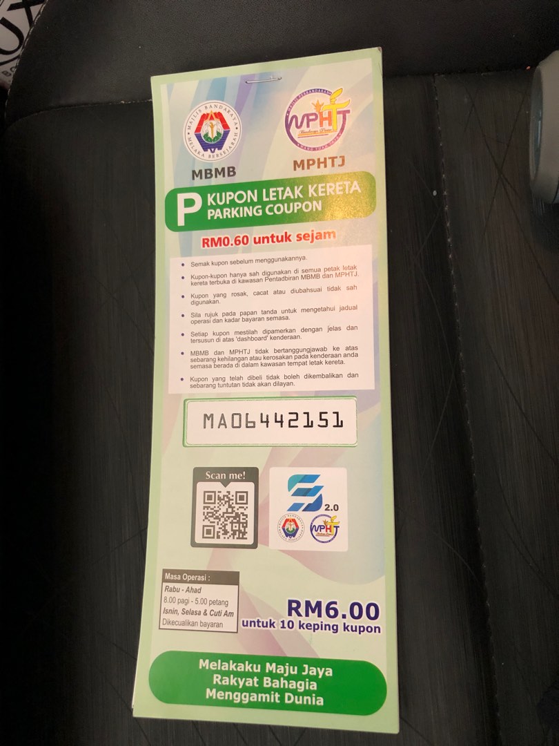 Malacca parking coupons, Car Accessories, Accessories on Carousell