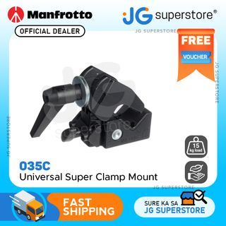 Manfrotto 035 Universal Super Clamp Mount with 15kg Weight Capacity, Ratchet Handle and Lightweight Cast Alloy Material for Cameras, Lights and Studio Equipment | 2915 | JG Superstore