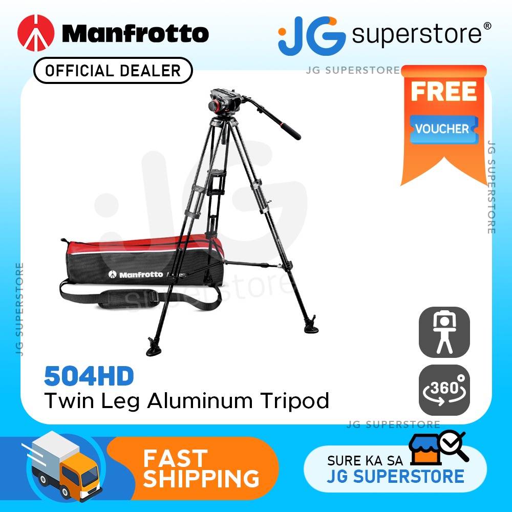 Manfrotto 504HD Fluid Video Head with 546B Twin Leg Aluminum Tripod