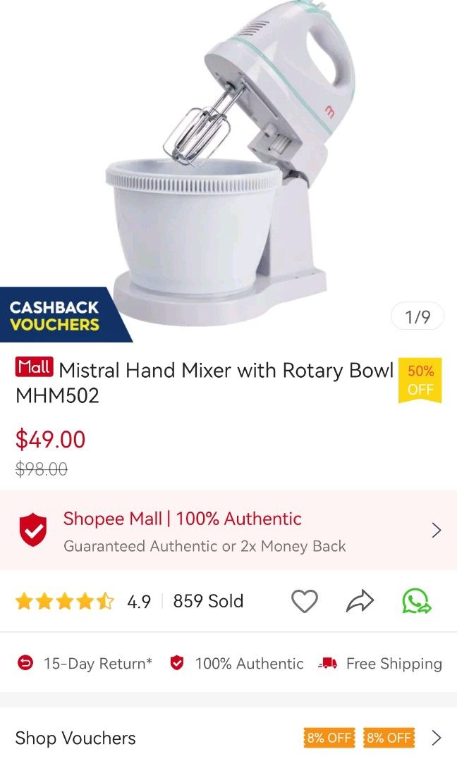 Mayer mistral mixer stand baking, TV & Home Appliances, Kitchen