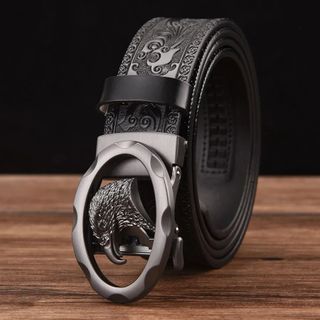 Genuine Leather Fancy Dragon Automatic Buckle Men Belt