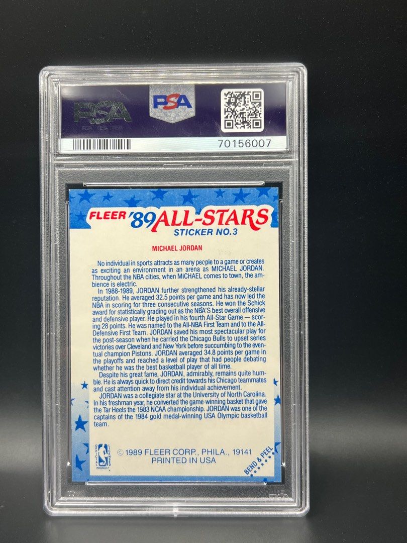 Michael Jordan 1989 fleer all stars Hobbies Toys Toys Games