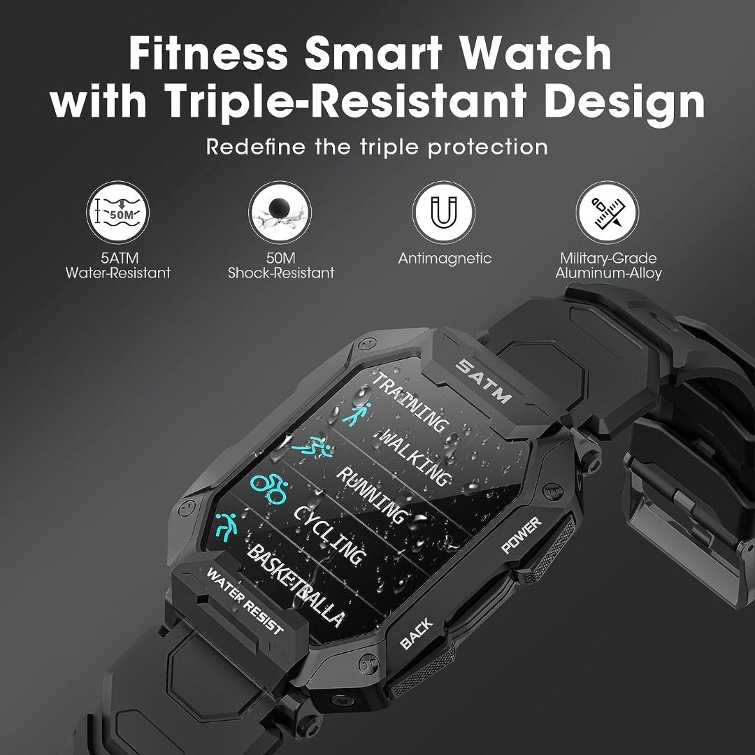 Military Smart Watches for Men 2023 Newest 1.71 Smartwatch for Android Phones and iPhone Compatible 5ATM Fitness Tracker with Heart Rate Blood