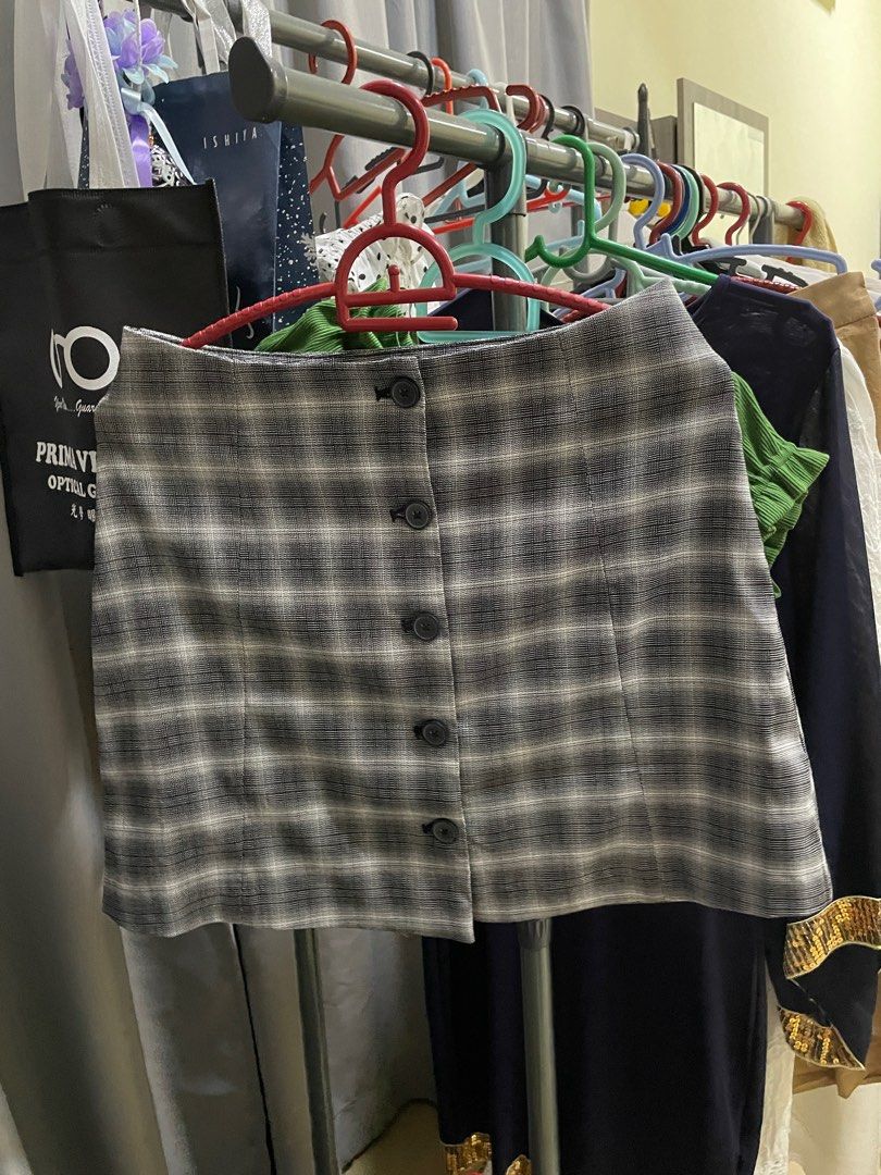 Monki plaid midi online skirt