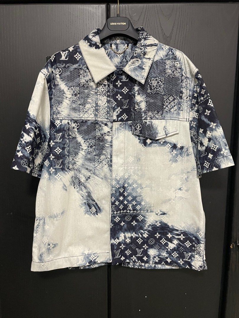 Louis Vuitton Bandana Monogram Denim Shirt, Men's Fashion, Tops & Sets,  Tshirts & Polo Shirts on Carousell